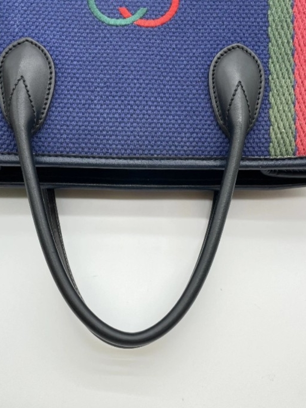 SALE! Authentic Gucci Interlocking G Sherry Line Cotton Leather Navy Tote W/DB - Picture 11 of 17